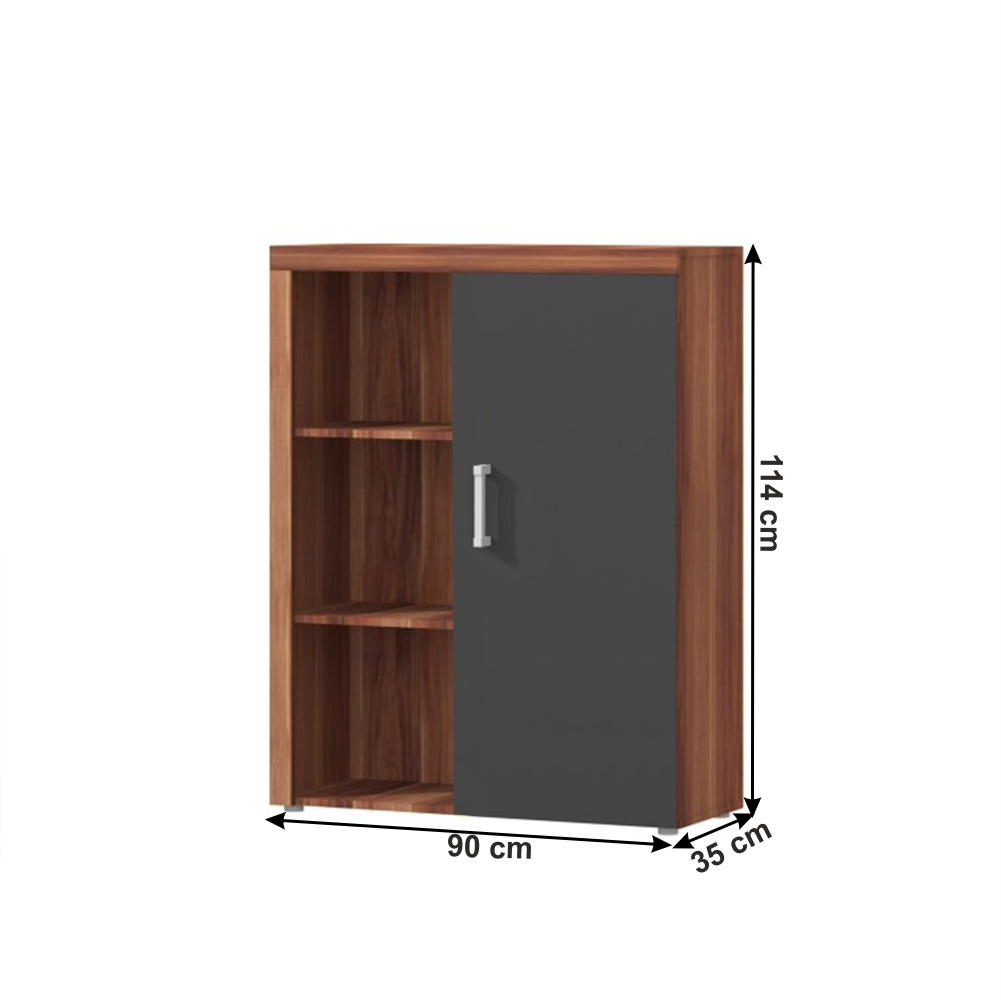 Scrin cu poliţe CHERIS 3, prun/grafit gri