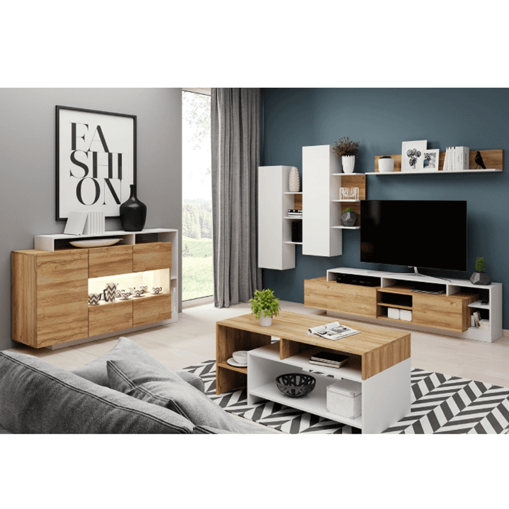 Comodă, stejar grandson/alb, ALICANTE