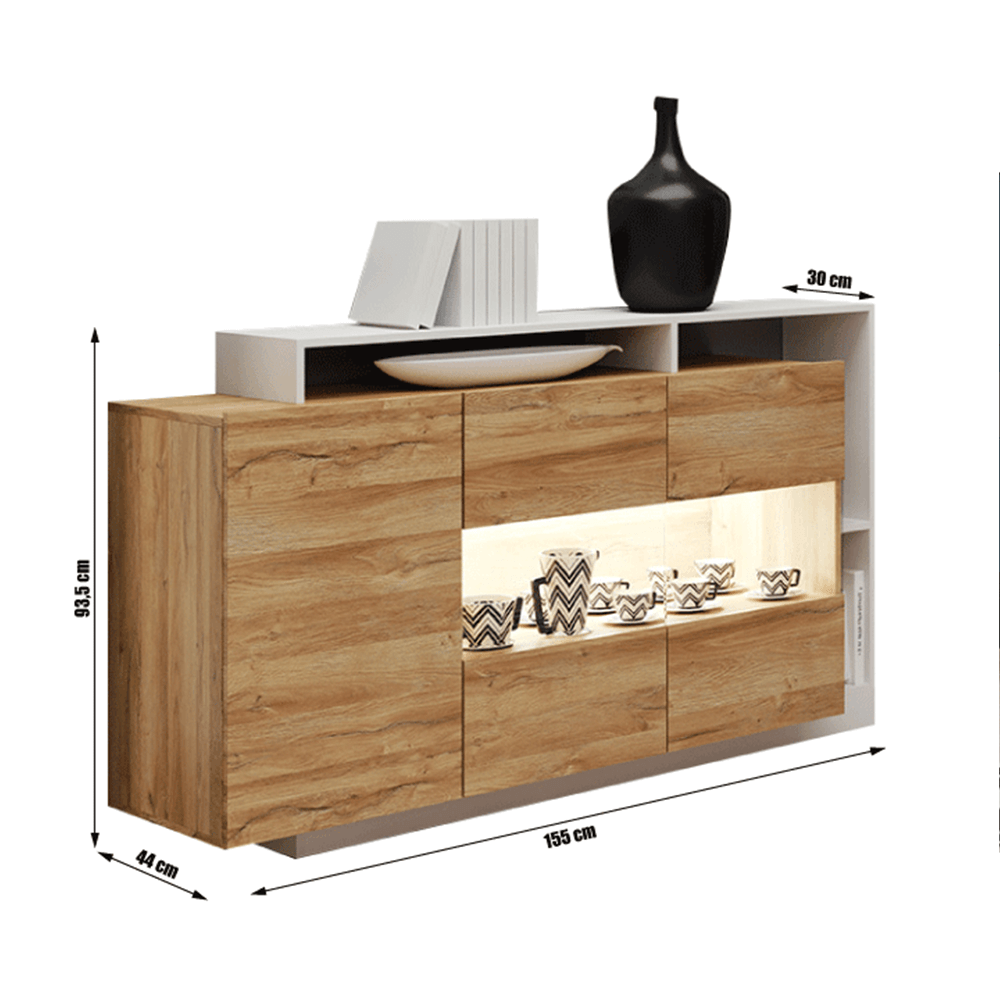 Comodă, stejar grandson/alb, ALICANTE