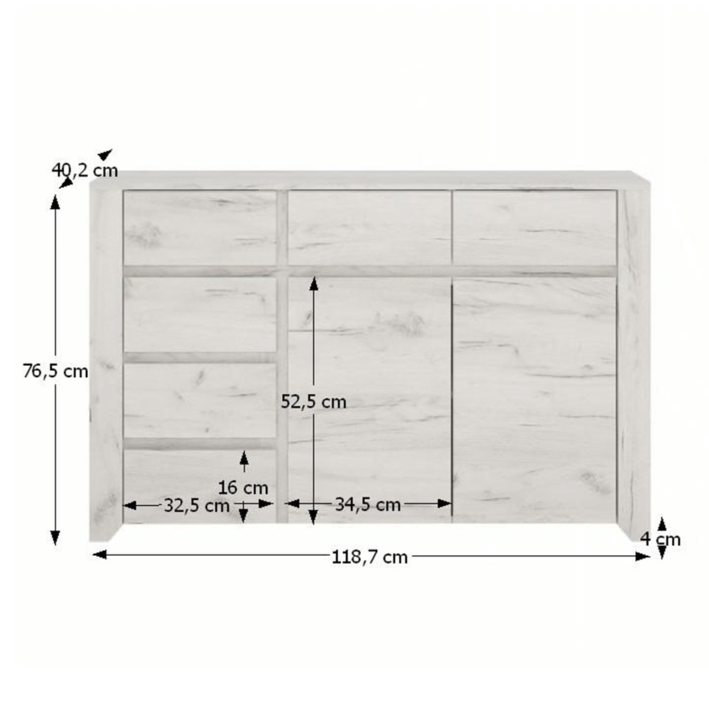 Comodă tip 42, alb craft, ANGEL