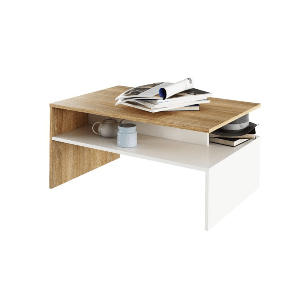 Măsuţă de cafea, stejar sonoma/alb, DAMOLI