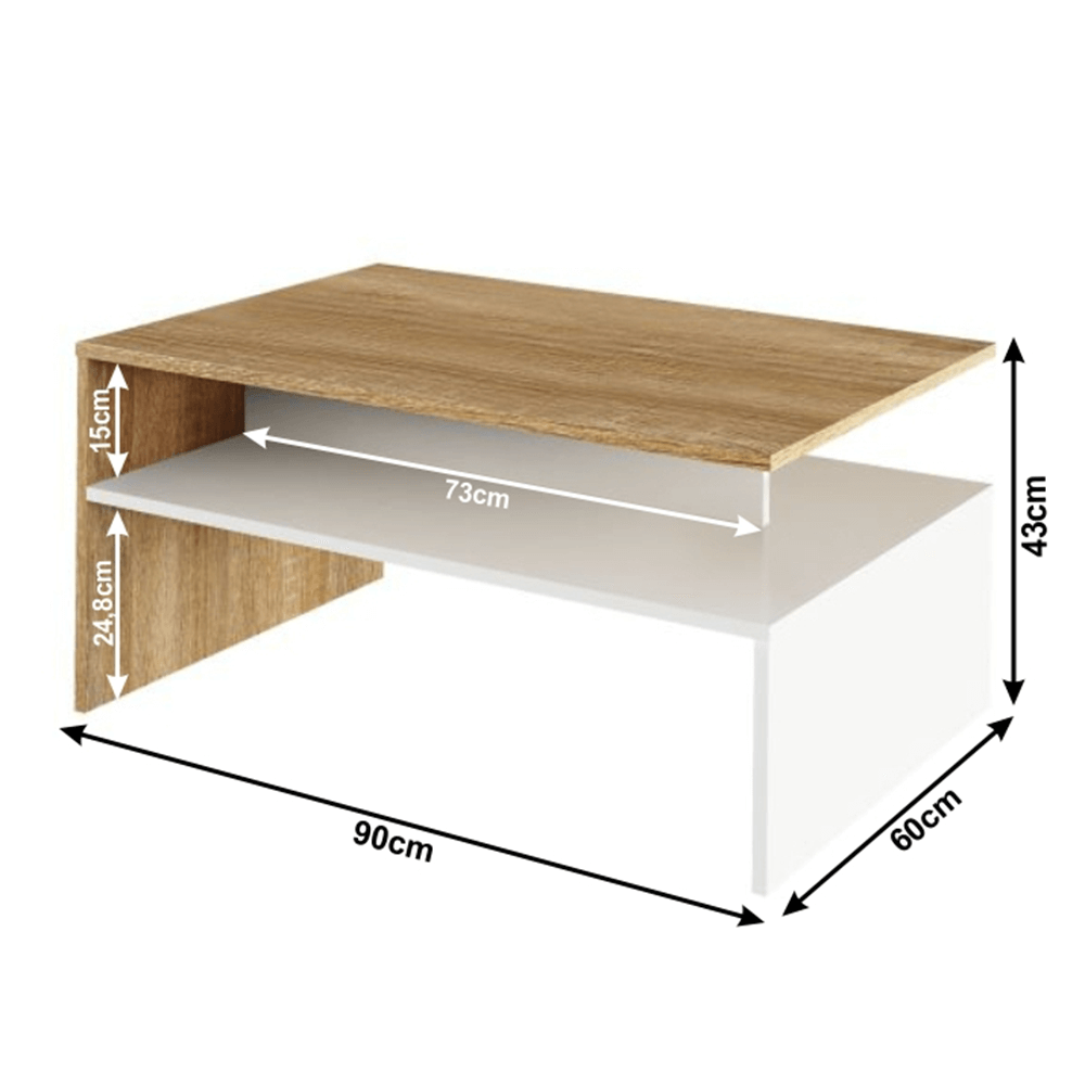 Măsuţă de cafea, stejar sonoma/alb, DAMOLI