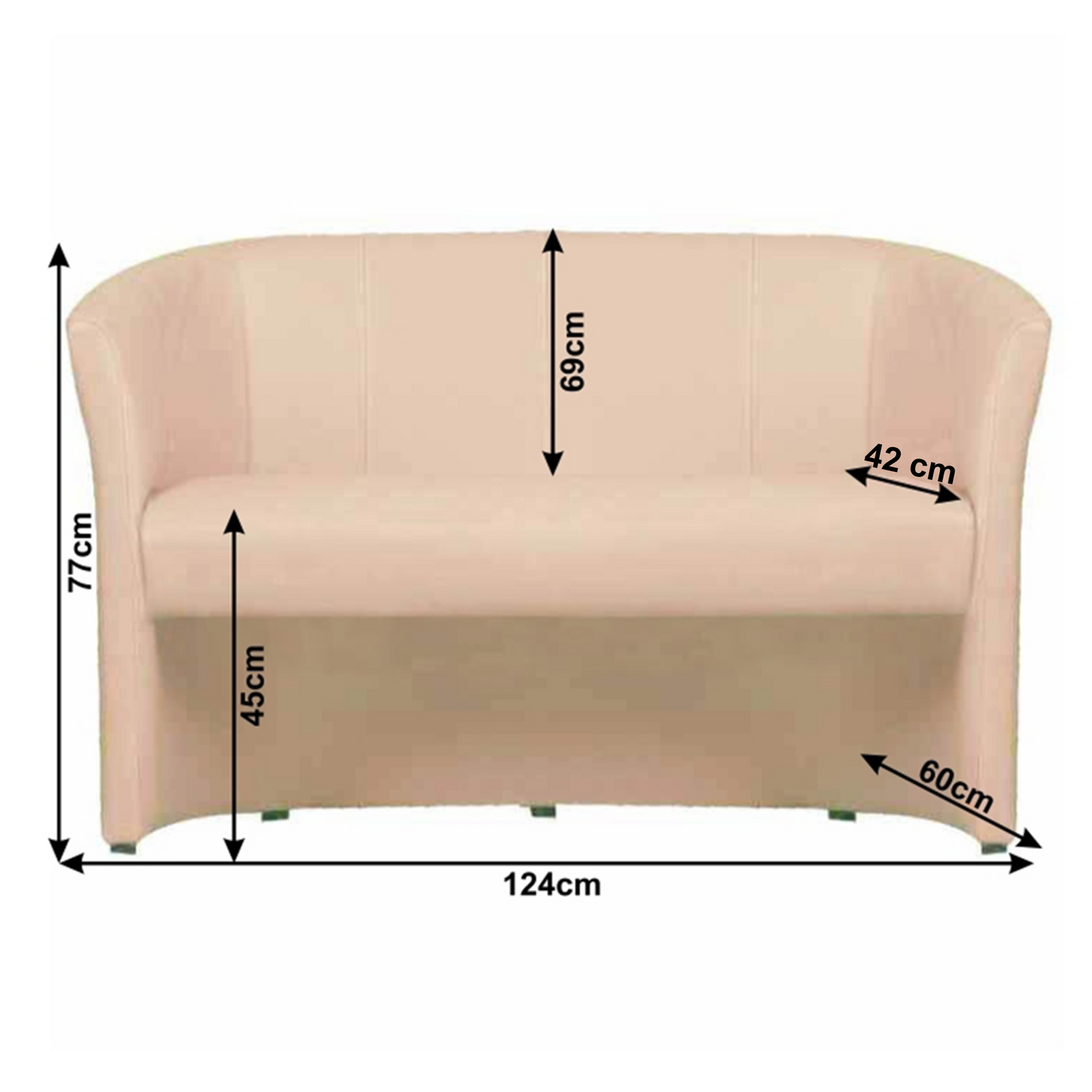 Fotoliu de club dublu, piele ecologică bej, CUBA