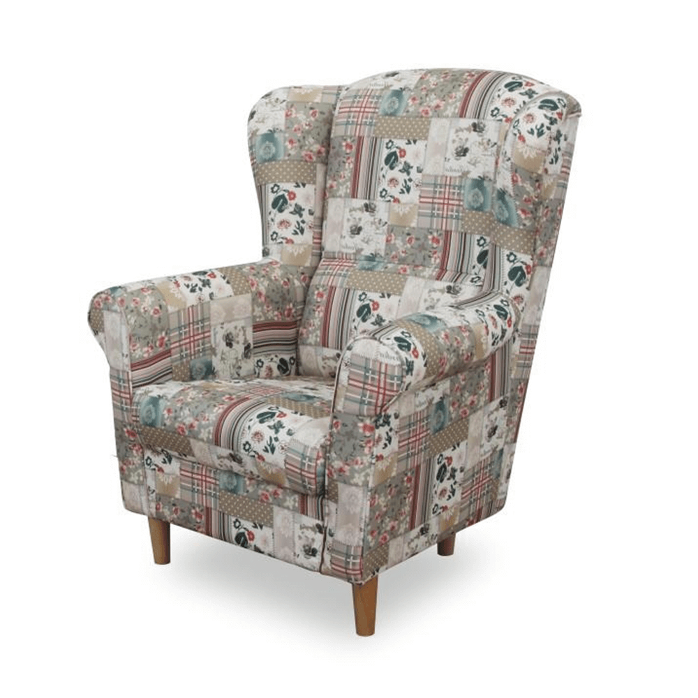 Fotoliu cu taburet, material textil în stilul patchwork Viorica 1, ASTRID
