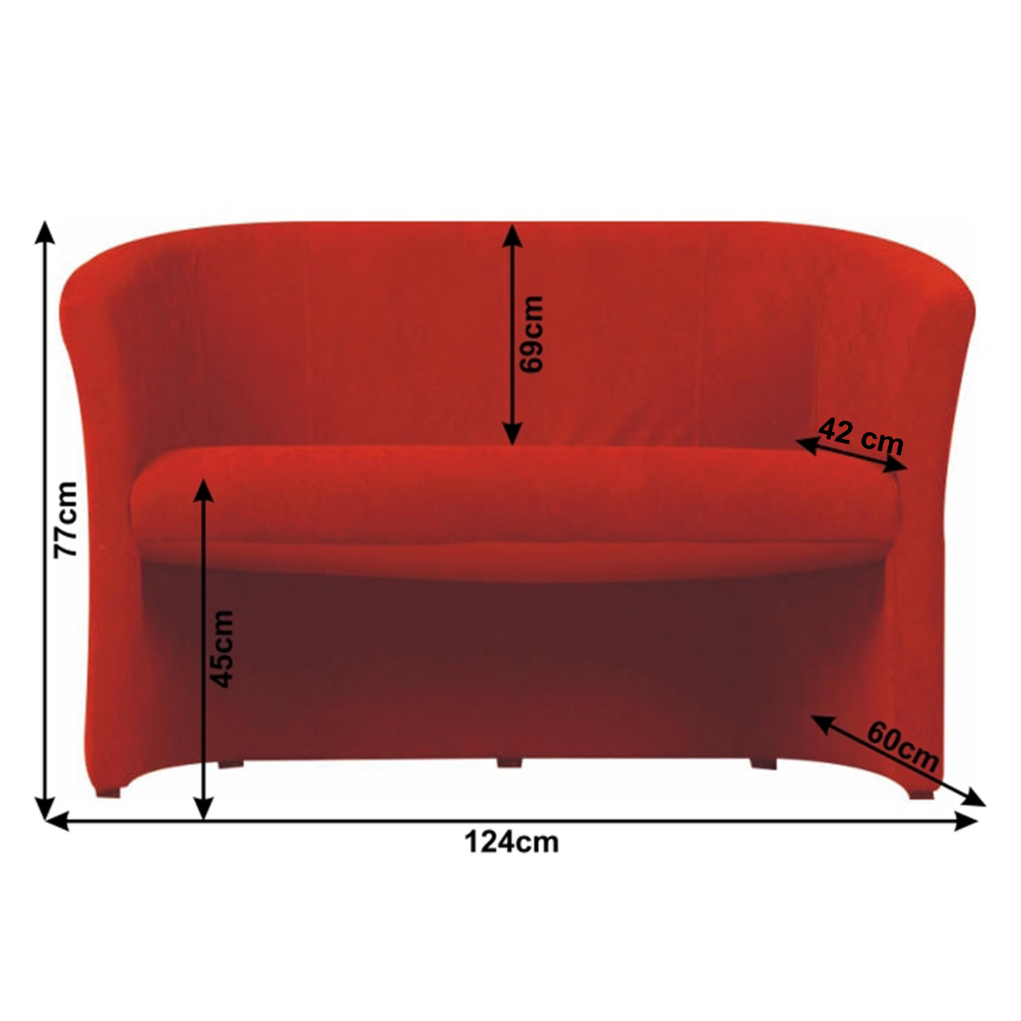 Fotoliu de club dublu, roşu, CUBA