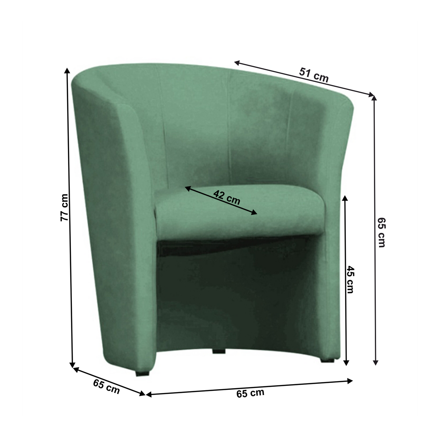 Fotoliu de club, verde, CUBA