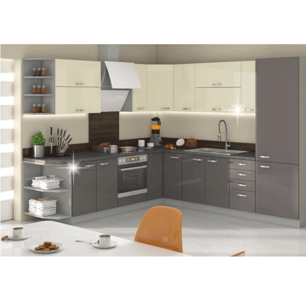 Cabinet inferior, gri extra lucios/gri, PRADO 80 D 2F BB