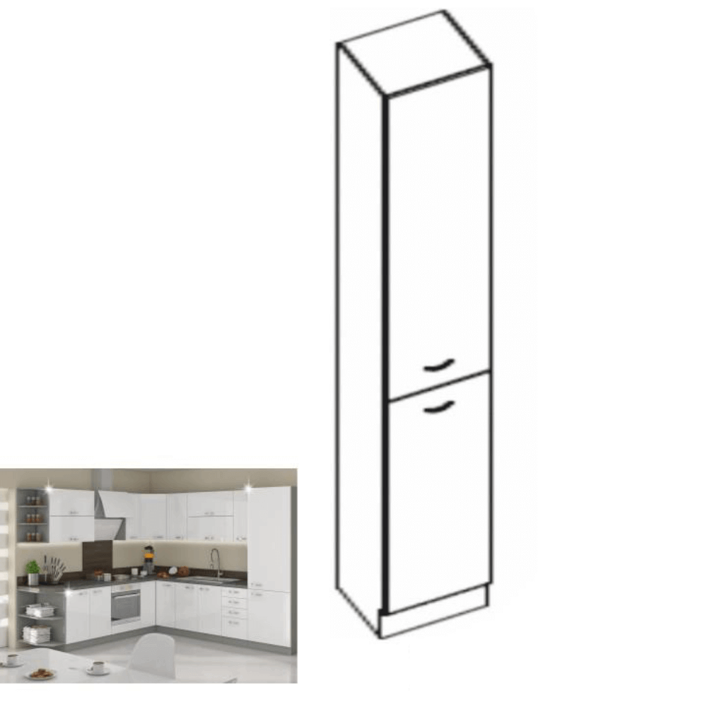 Dulap înalt pentru produse alimentare, alb extra lucios, PRADO 40 DK-210 2F