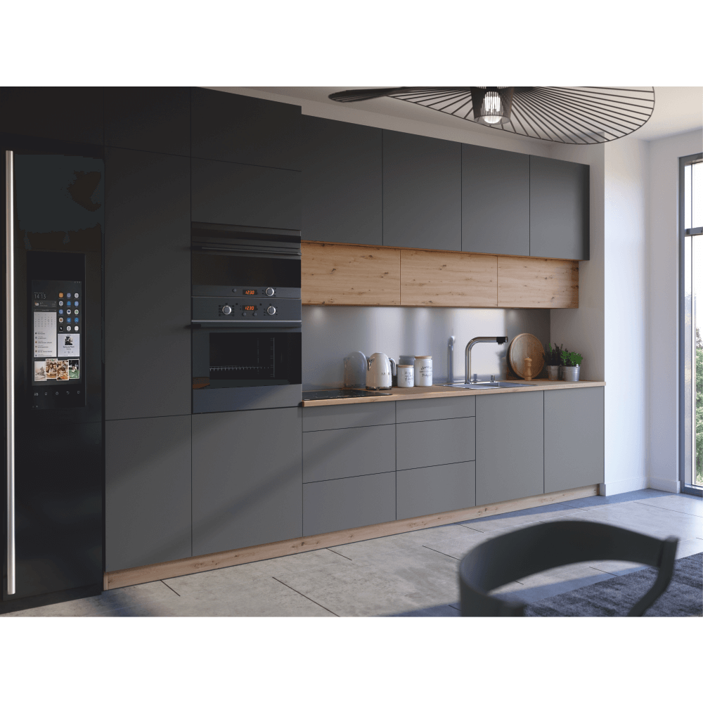 Dulap alimentar cu rafturi, stejar artizanal/gri mat, universal, LANGEN D60R