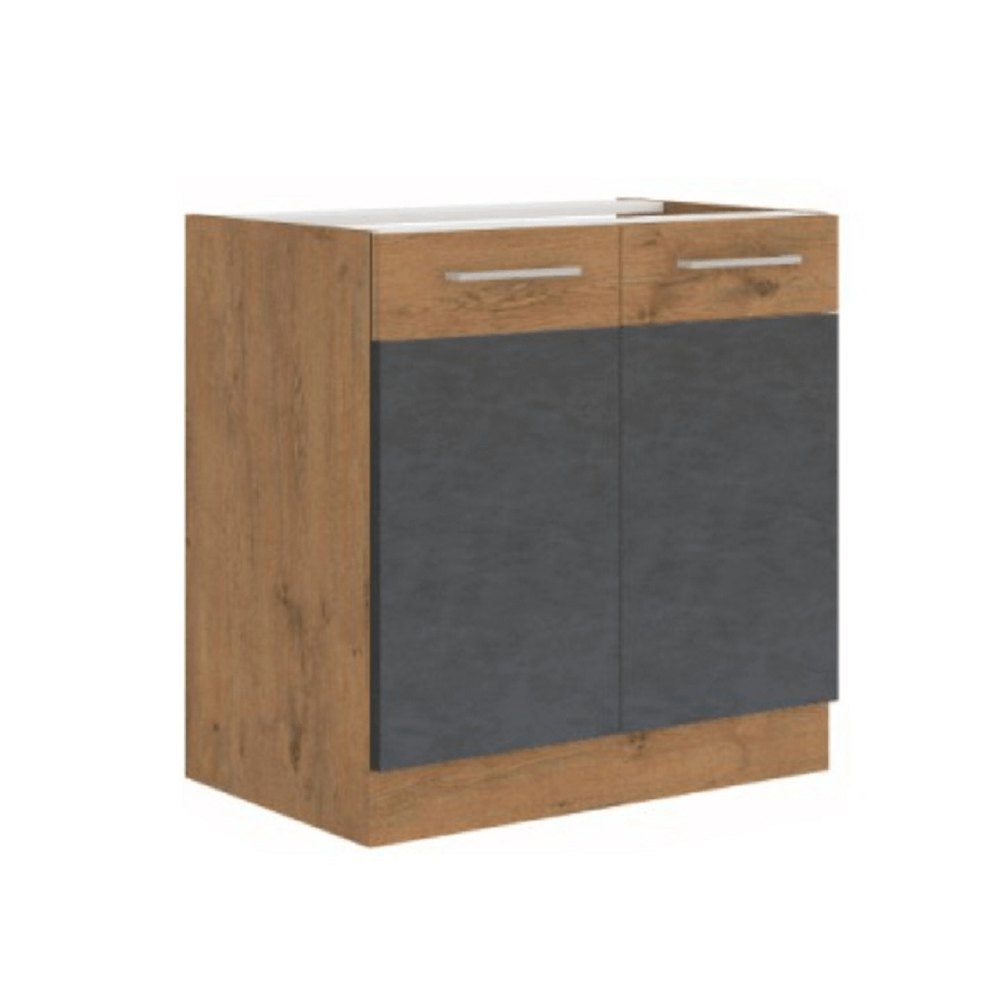 Dulap inferior, gri mat/stejar lancelot, VEGA 80 ZL 2F BB