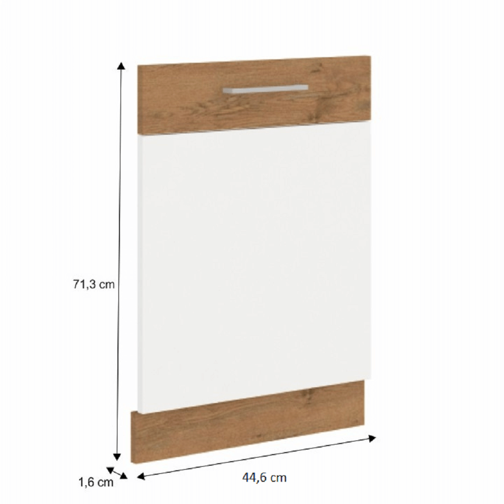 Uşă pentru maşina de spălat vase încorporată, stejar Lancelot/alb extra lucios HG, VEGA ZM 713x446