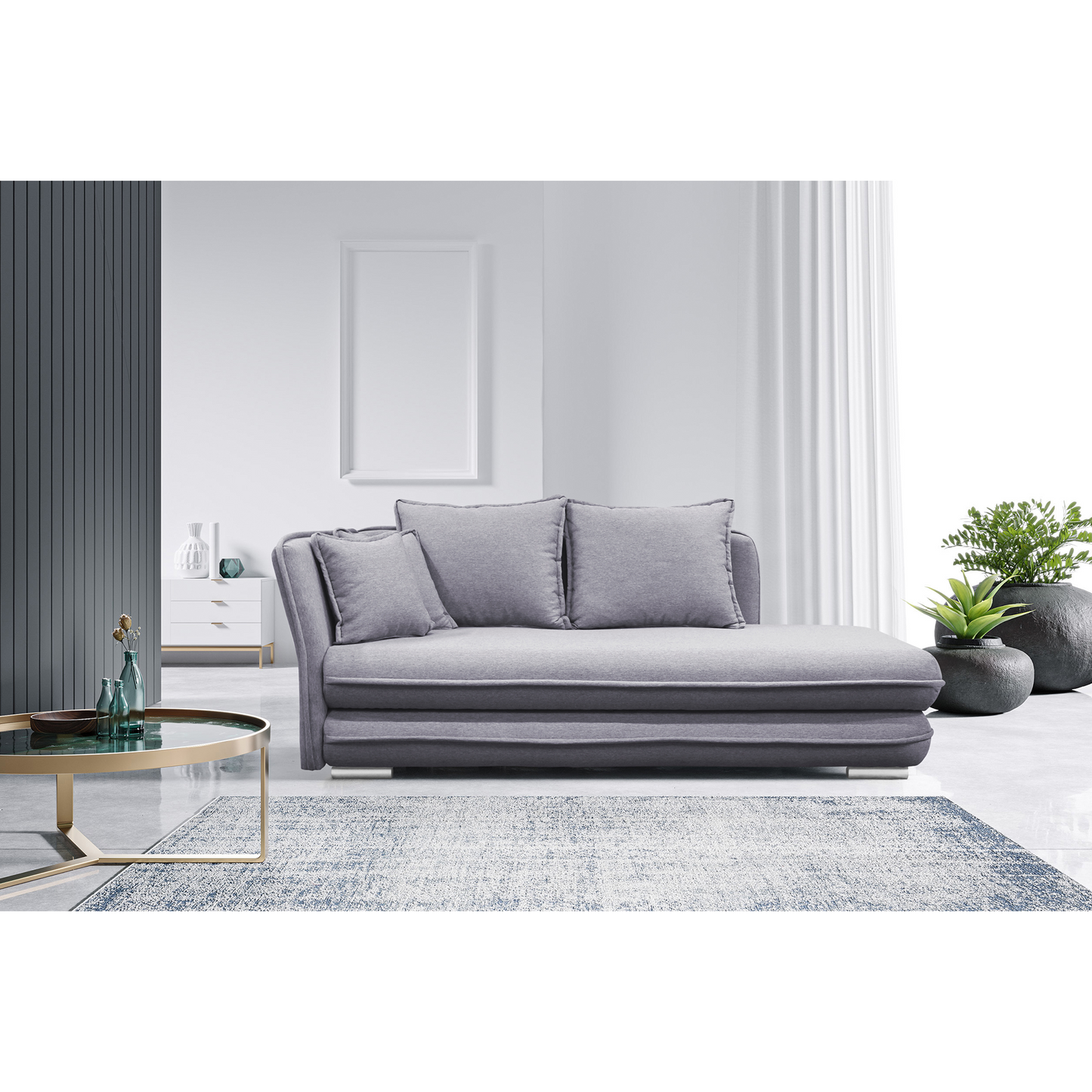 şezlong cu spaţiu de depozitare, gri, stânga, LAMBA