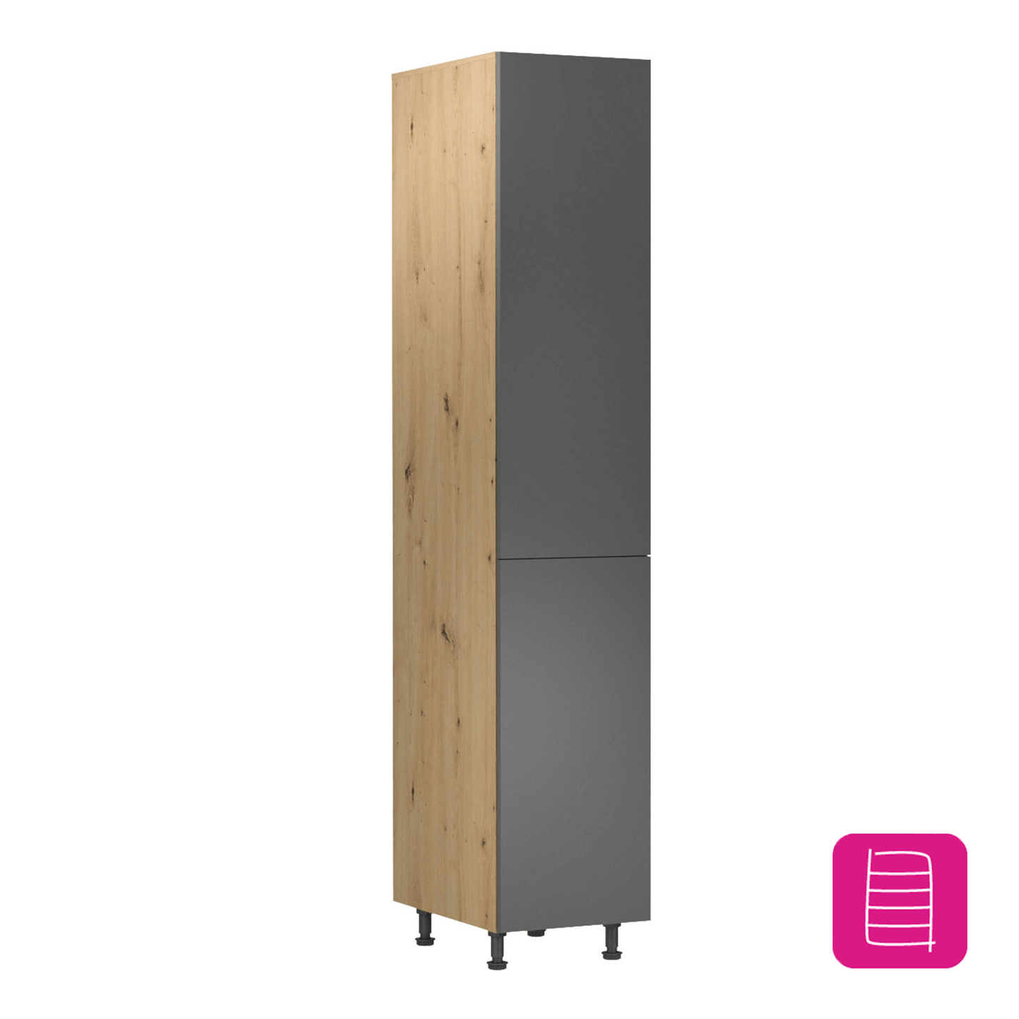 Dulap alimentar cu rafturi, stejar artizanal/gri mat, universal, LANGEN D40SP