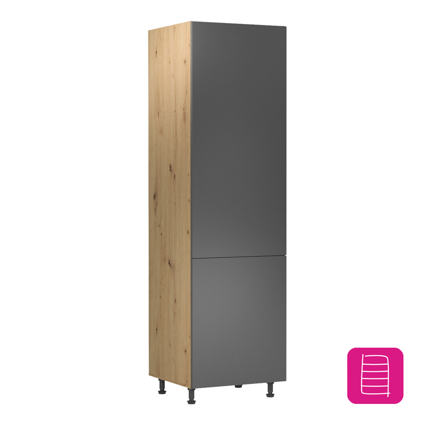 Dulap alimentar cu rafturi, stejar artizanal/gri mat, universal, LANGEN D60R