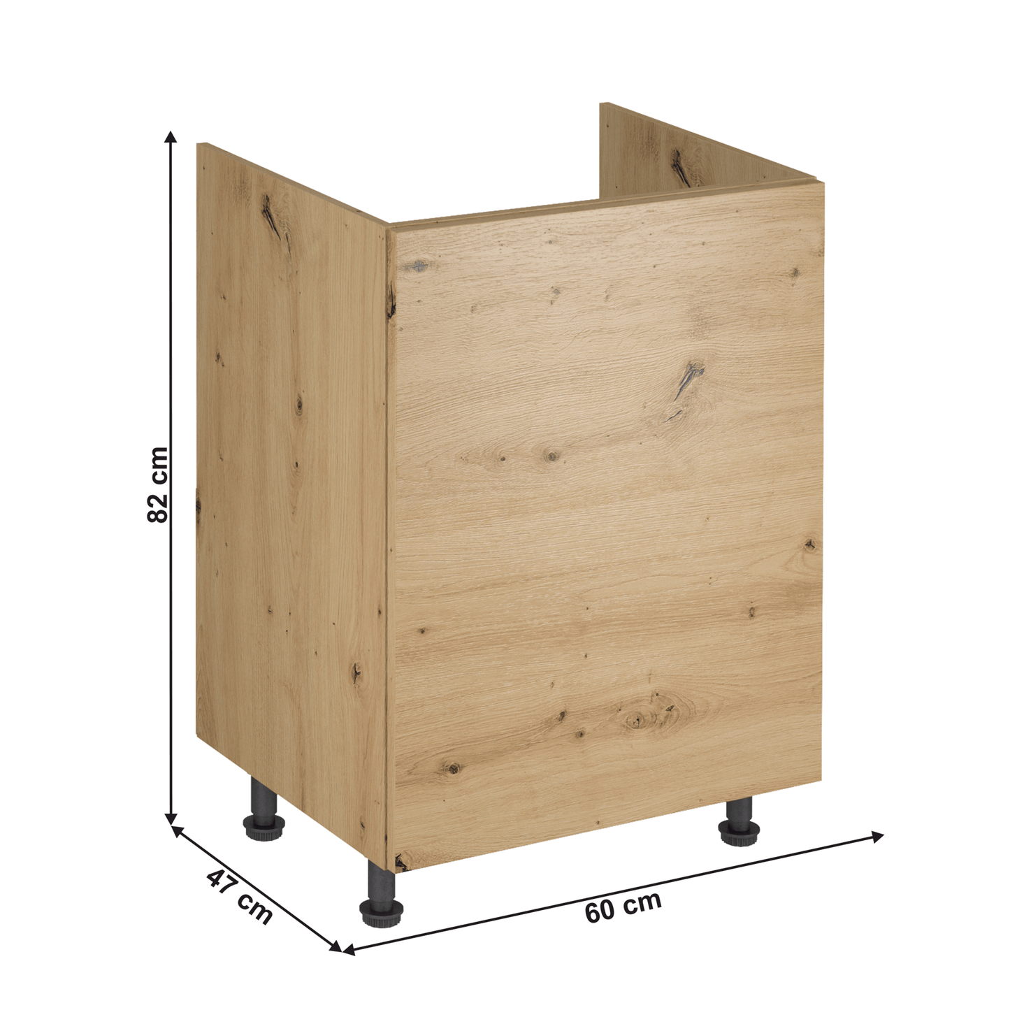 Dulap pt. chiuvetă, stejar artizanal, universal, LANGEN D60Z