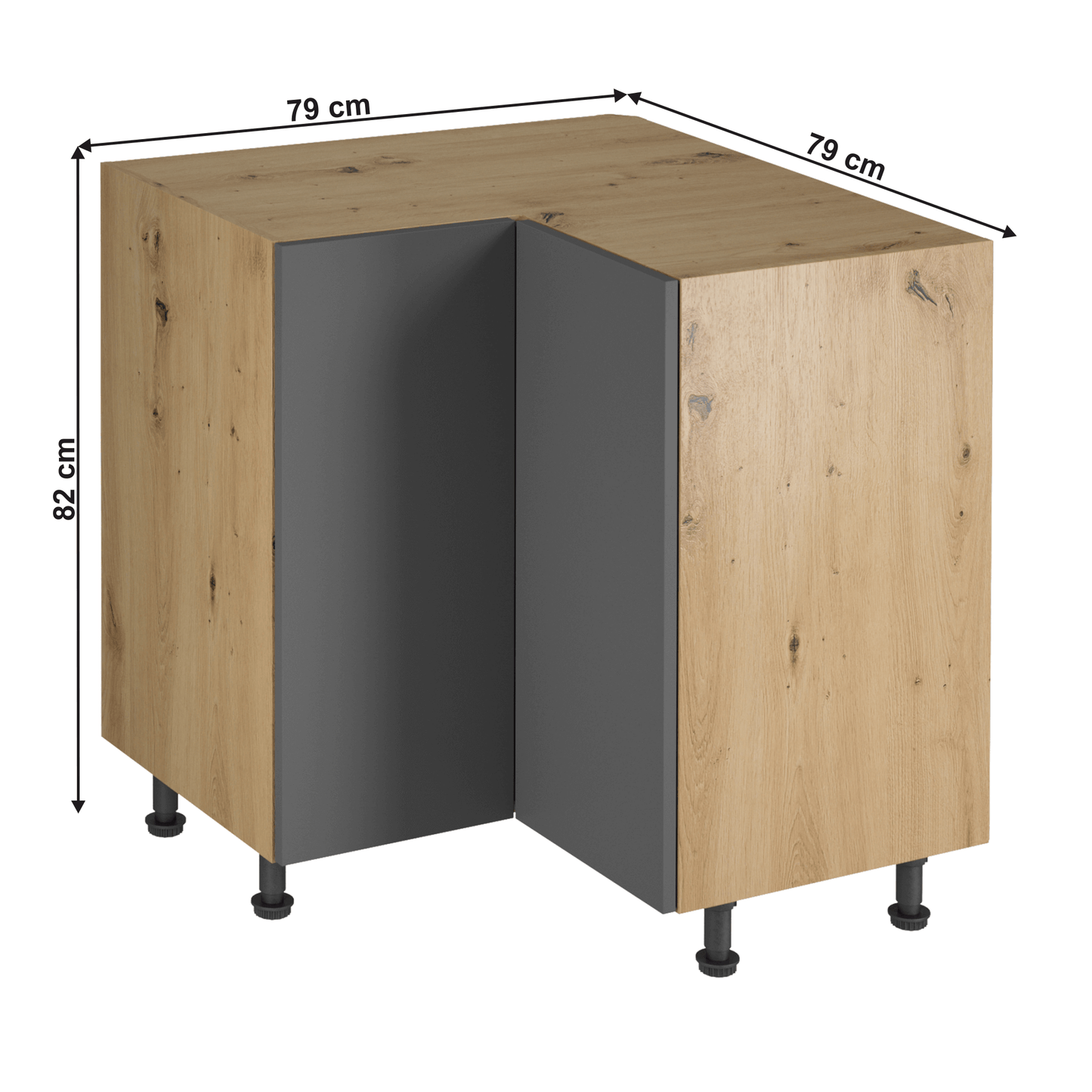 Dulap de colţ, stejar artizanal / gri mat, LANGEN D90N