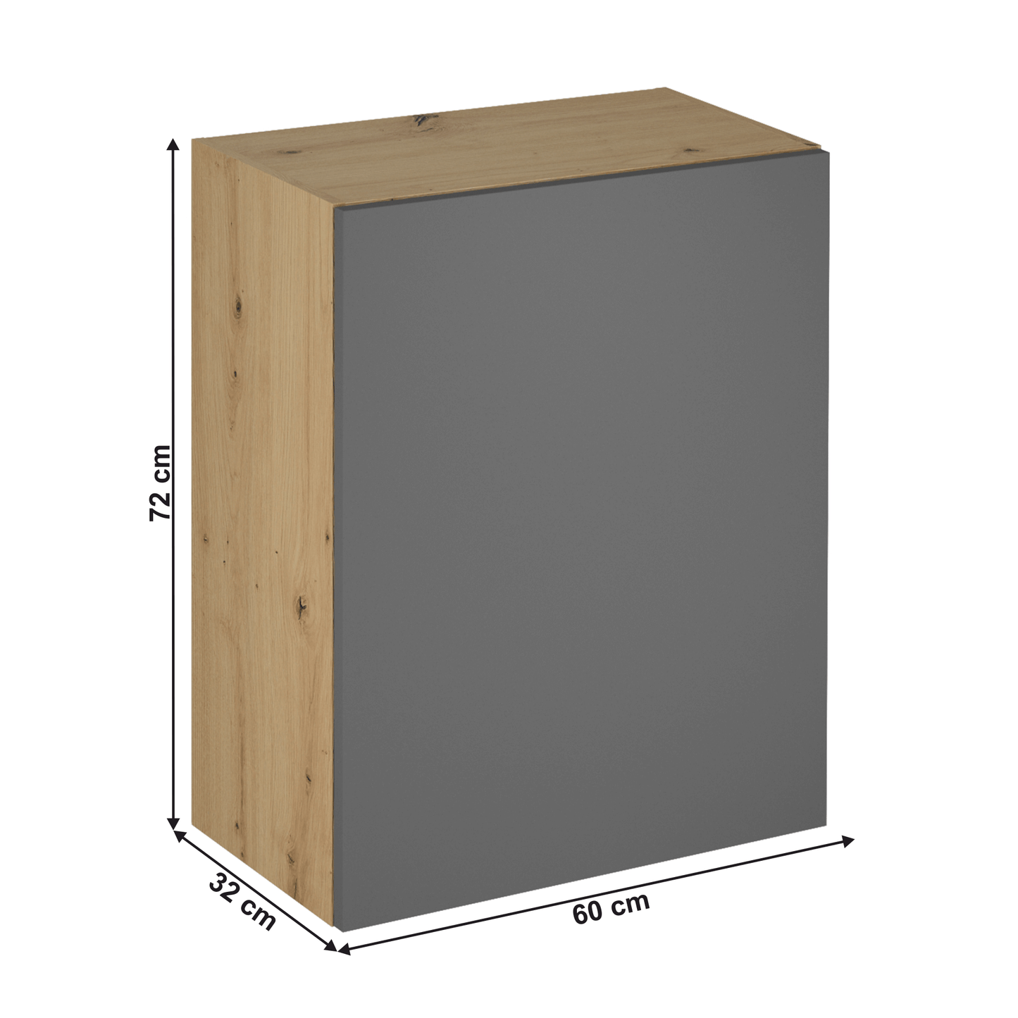 Dulap superior, stejar artizanal / gri mat, universal, LANGEN G60