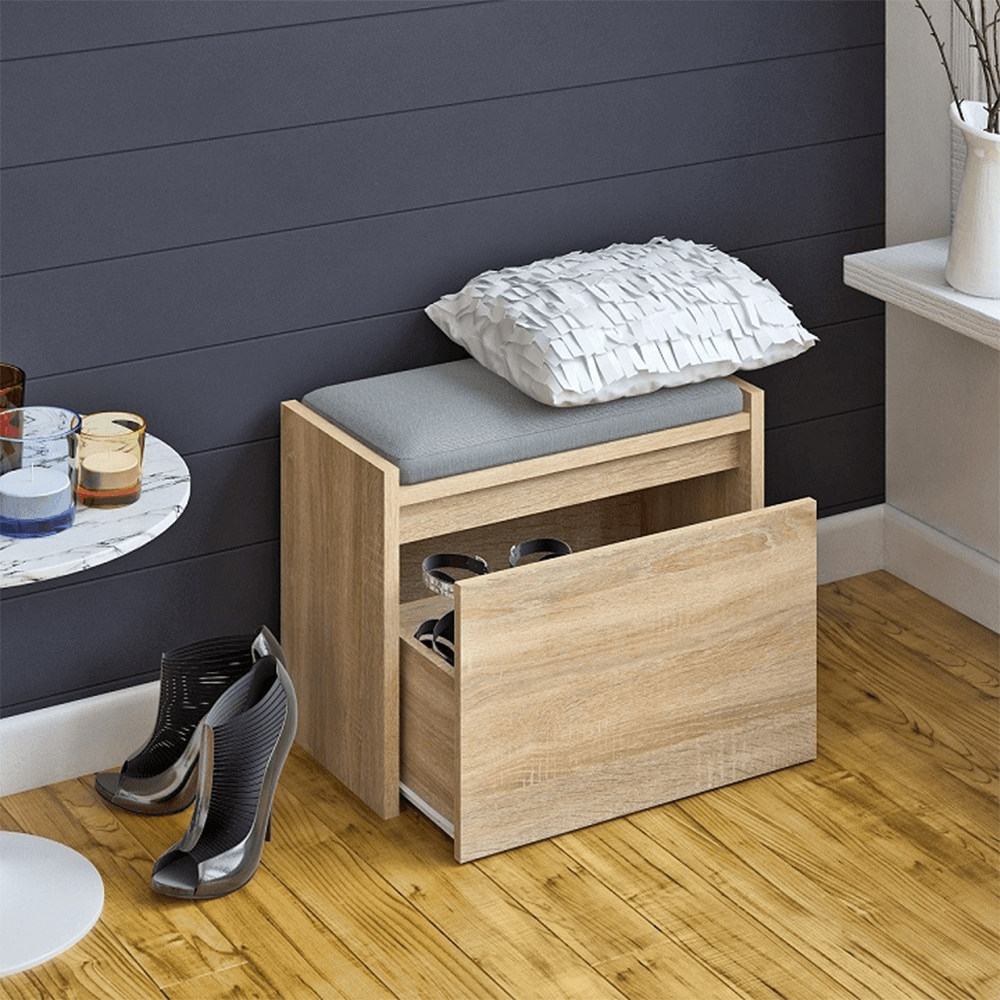 Bancă cu spaţiu de depozitare, stejar sonoma, BERGI