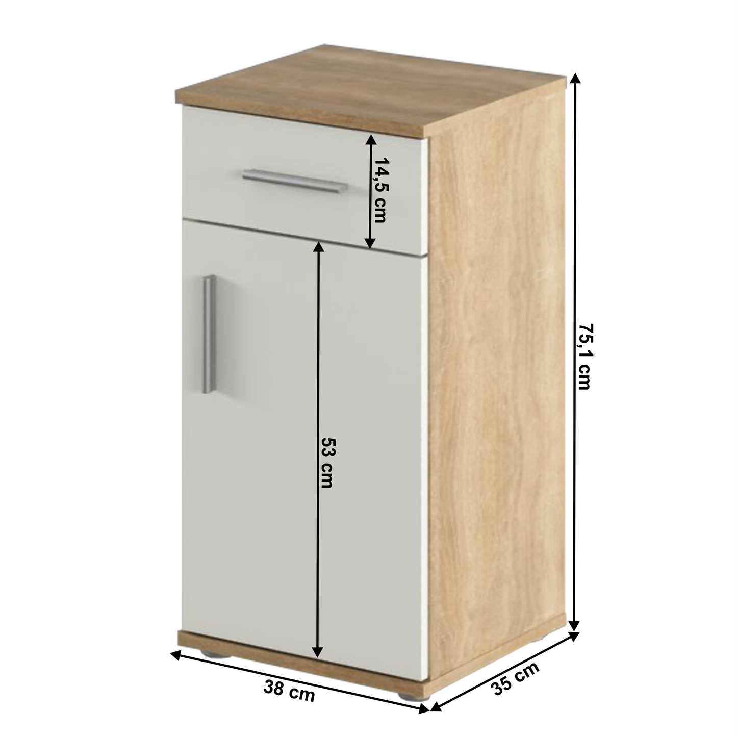 Dulap de bază, stejar sonoma/ alb mat, LESSY NEW 03