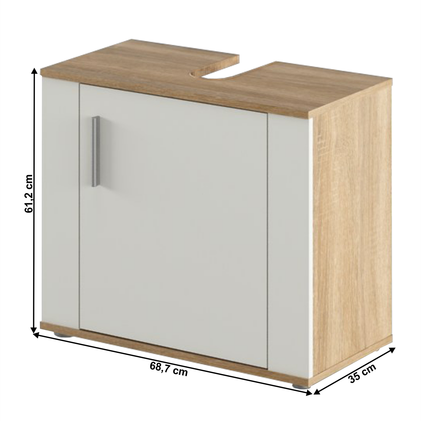 Dulap sub chiuvetă, stejar sonoma/ alb mat, LESSY NEW 02