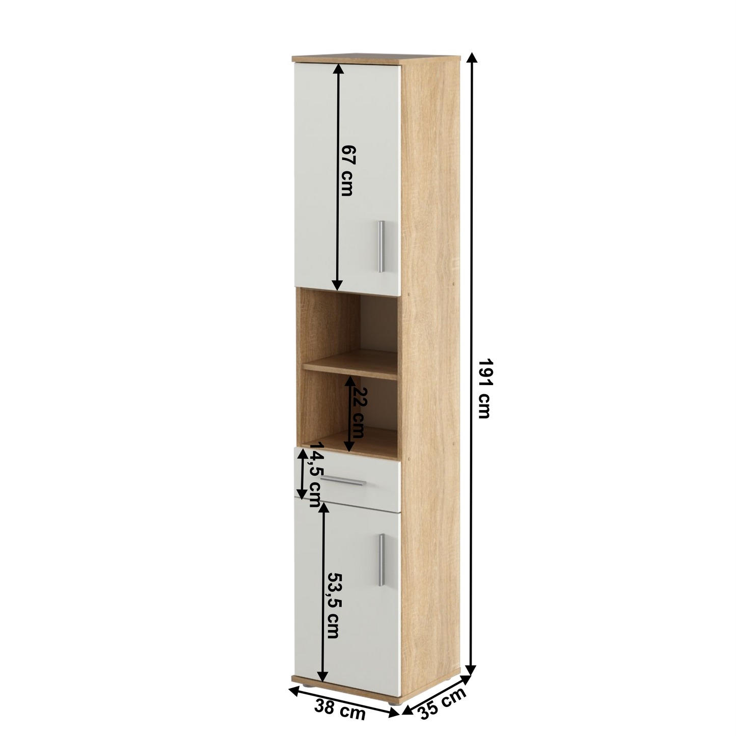 Dulap înalt, stejar sonoma/ alb mat, LESSY NEW 05