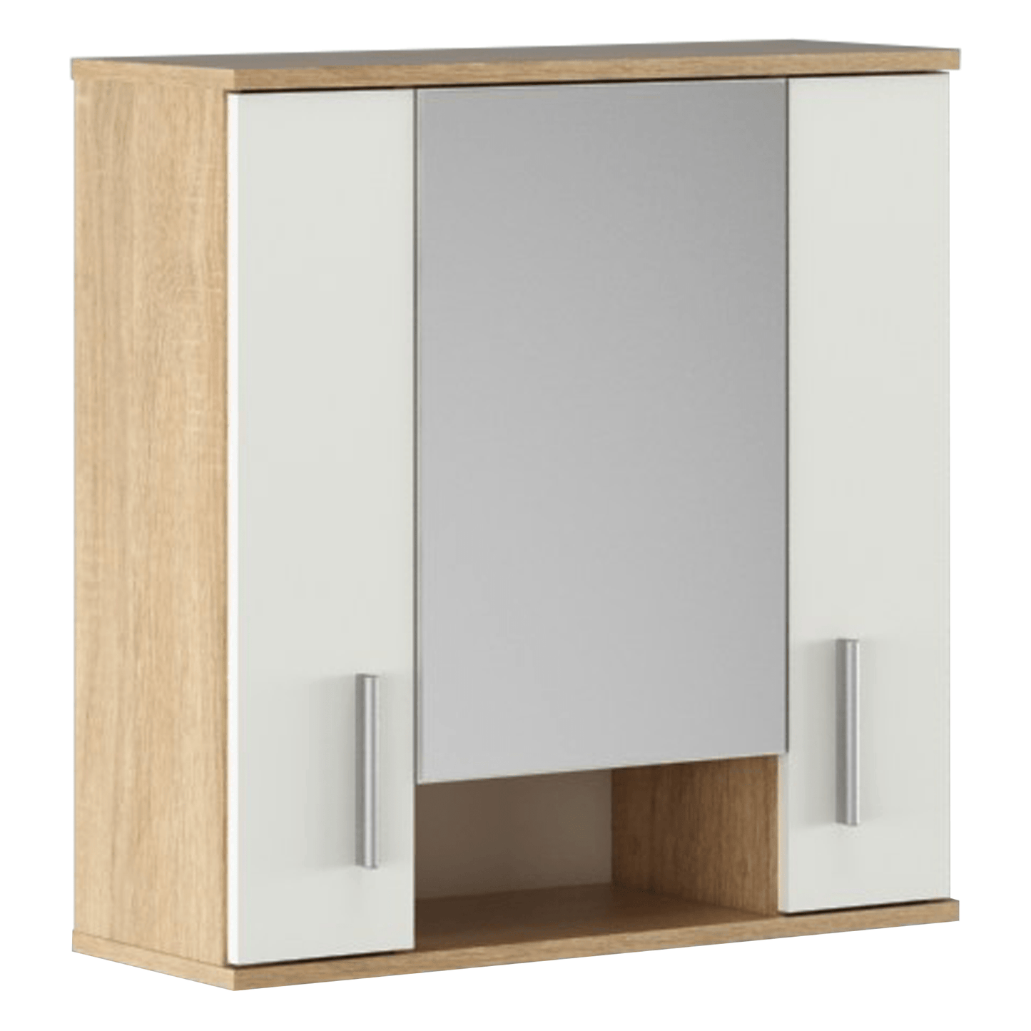 Dulap suspendat cu oglindă, stejar sonoma/ alb mat, LESSY NEW 01