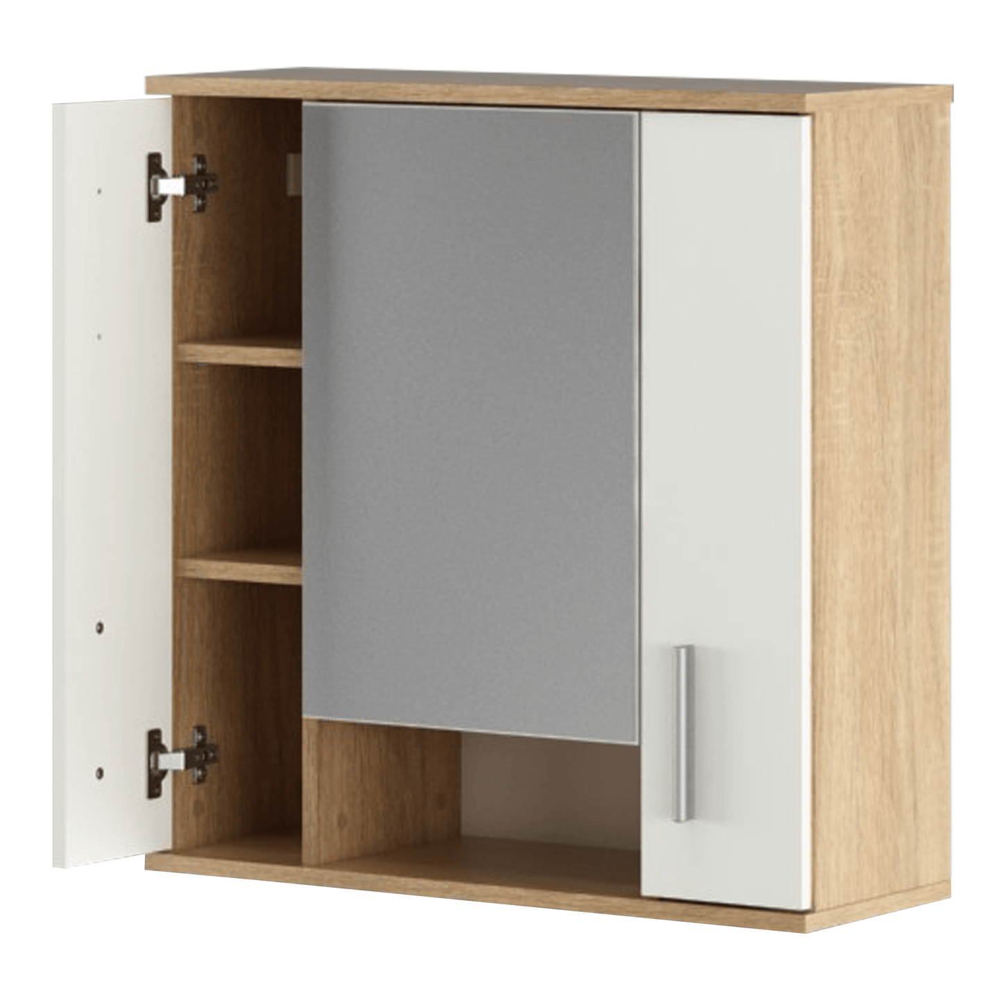 Dulap suspendat cu oglindă, stejar sonoma/ alb mat, LESSY NEW 01