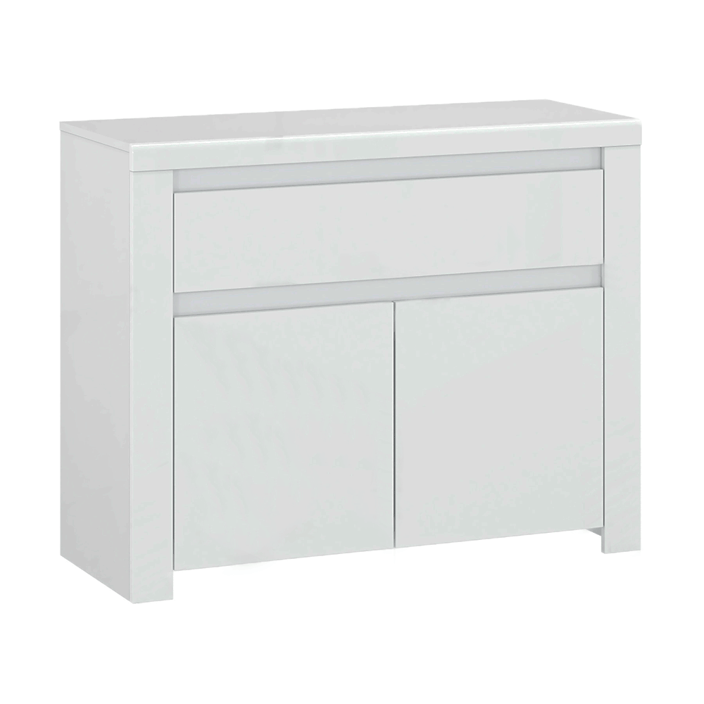 Comodă 2D1S, alb lucios, LINDY