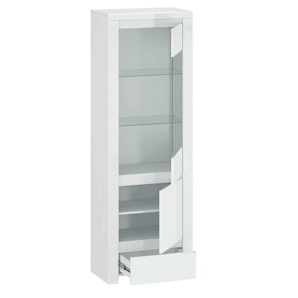 Vitrina 1D1W1S, alb lucios, LINDY