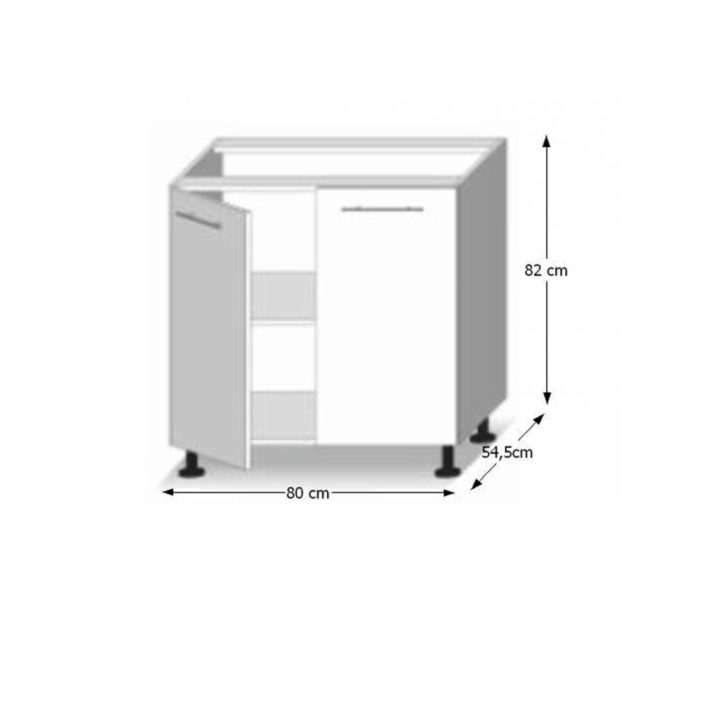 Dulap inferior cu 2 uşi, stejar sonoma, LINE