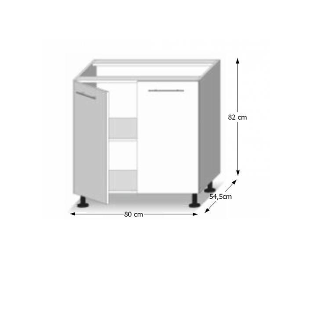 Dulap inferior cu 2 uşi, alb super luciu HG, LINE ALB