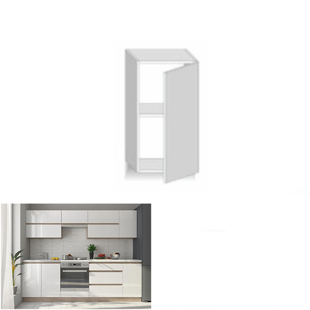 Dulap superior cu uşă verticală, alb super luciu HG, dreapta, LINE ALB