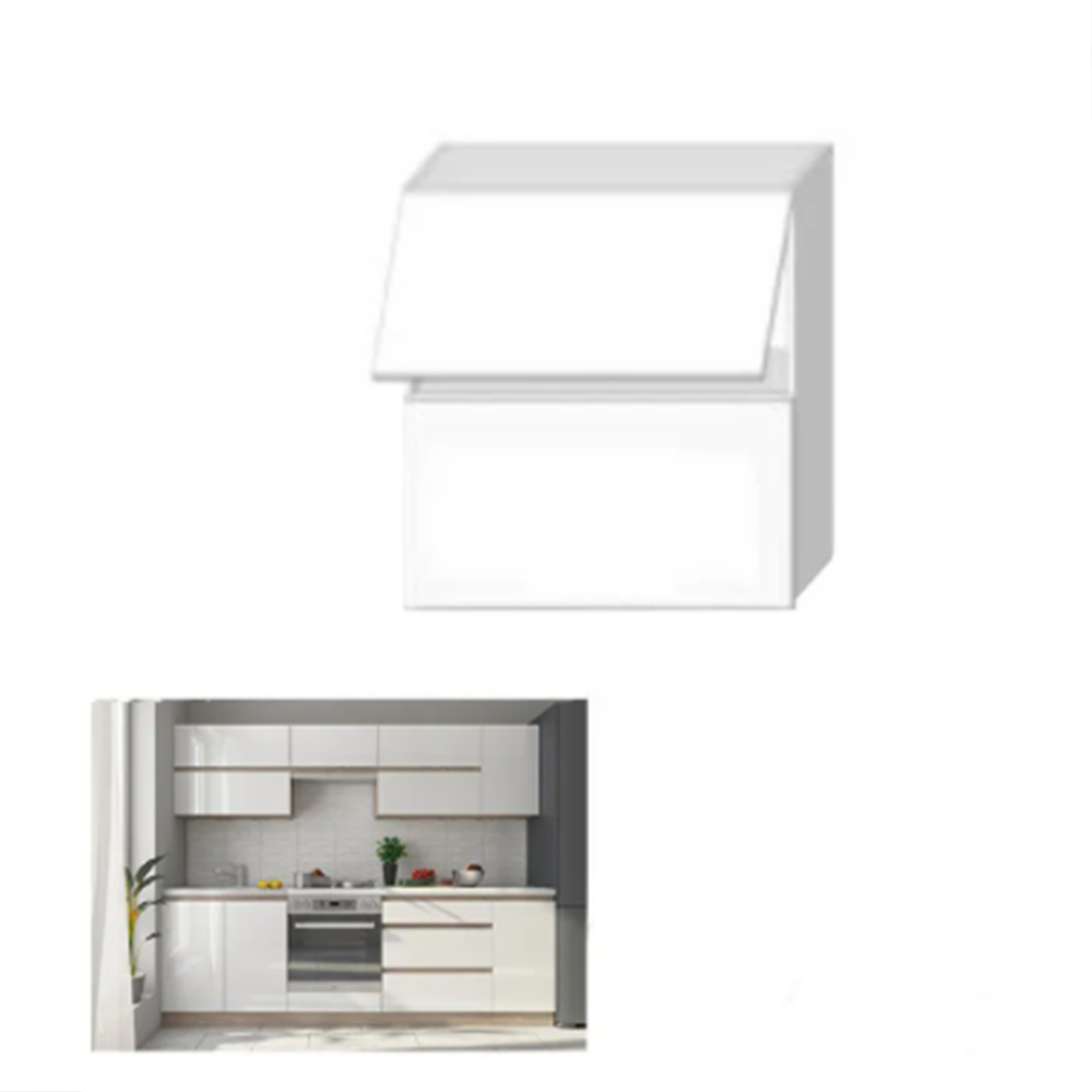 Dulap superior cu 2 uşi orizontale, alb super luciu HG, LINE ALB G60