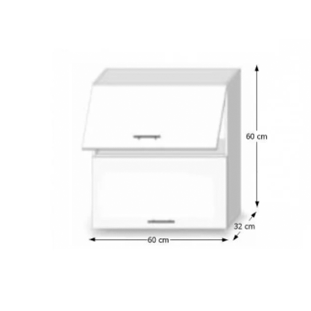 Dulap superior cu 2 uşi orizontale, alb super luciu HG, LINE ALB G60