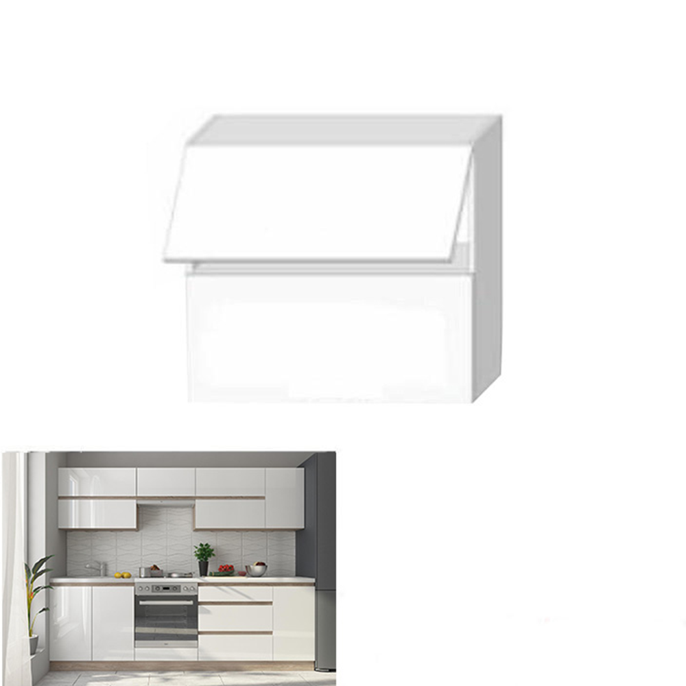 Dulap superior cu 2 uşi orizontale, alb super luciu HG, LINE ALB G80