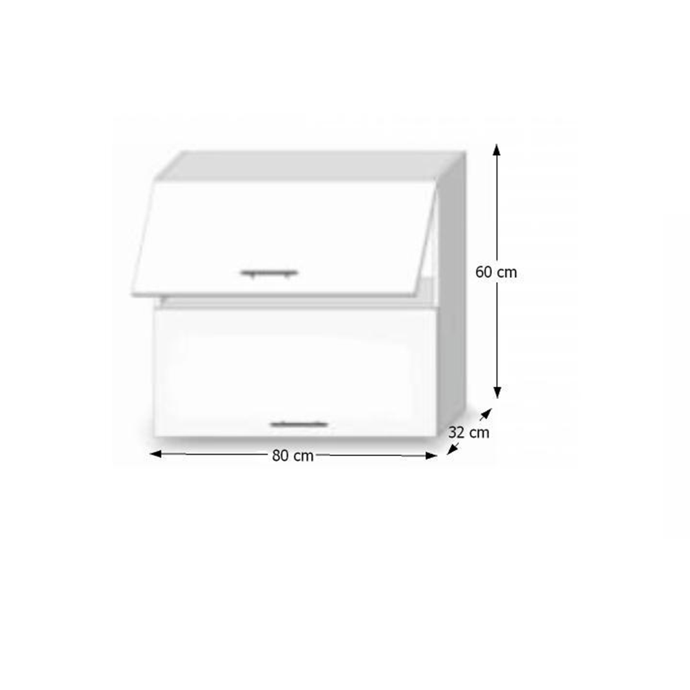 Dulap superior cu 2 uşi orizontale, alb super luciu HG, LINE ALB G80