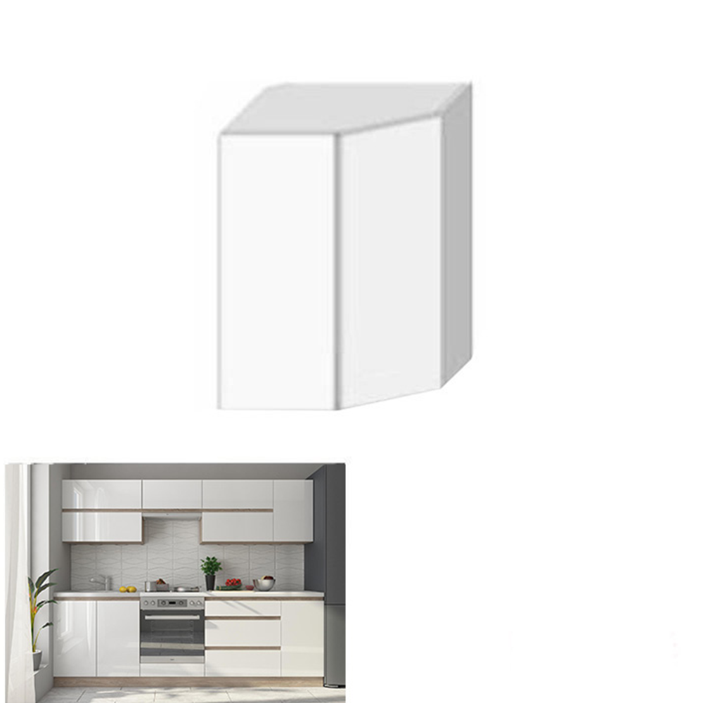 Dulap superior de colţ, alb super luciu HG, LINE ALB