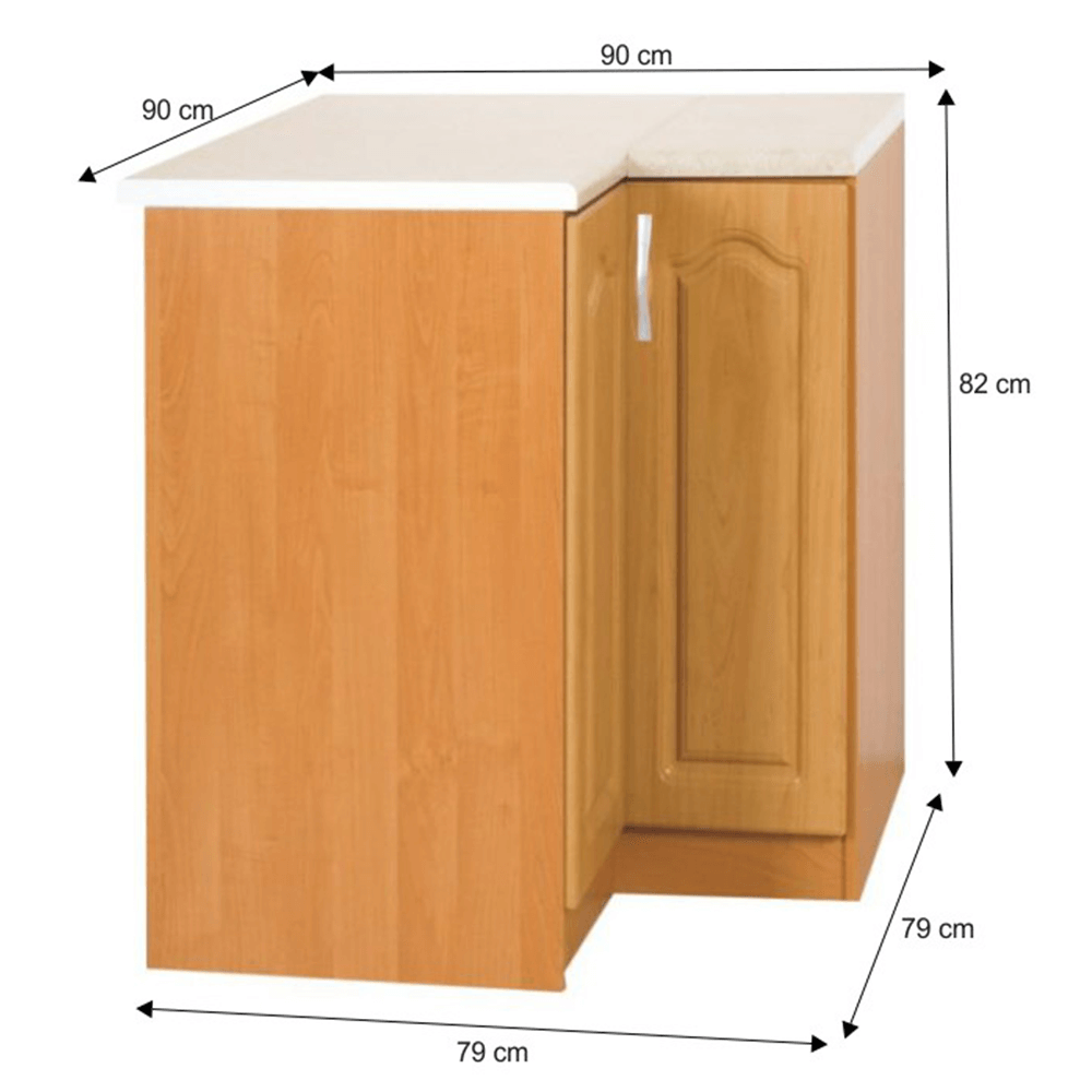 Cabinet de bucătărie, inferior, dreapta, anin, LORA MDF NEW KLASIK S90/90
