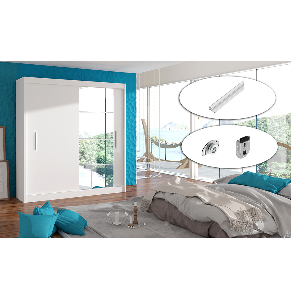 Dulap cu uşi glisante, alb, 180x215, LOW