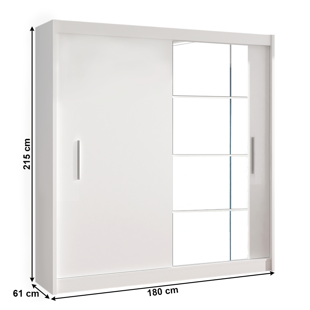 Dulap cu uşi glisante, alb, 180x215, LOW