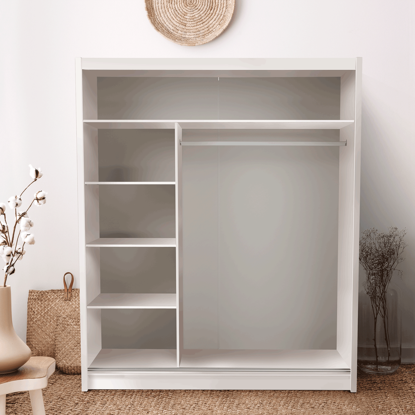 Dulap cu uşi glisante, alb, 180x215, LOW