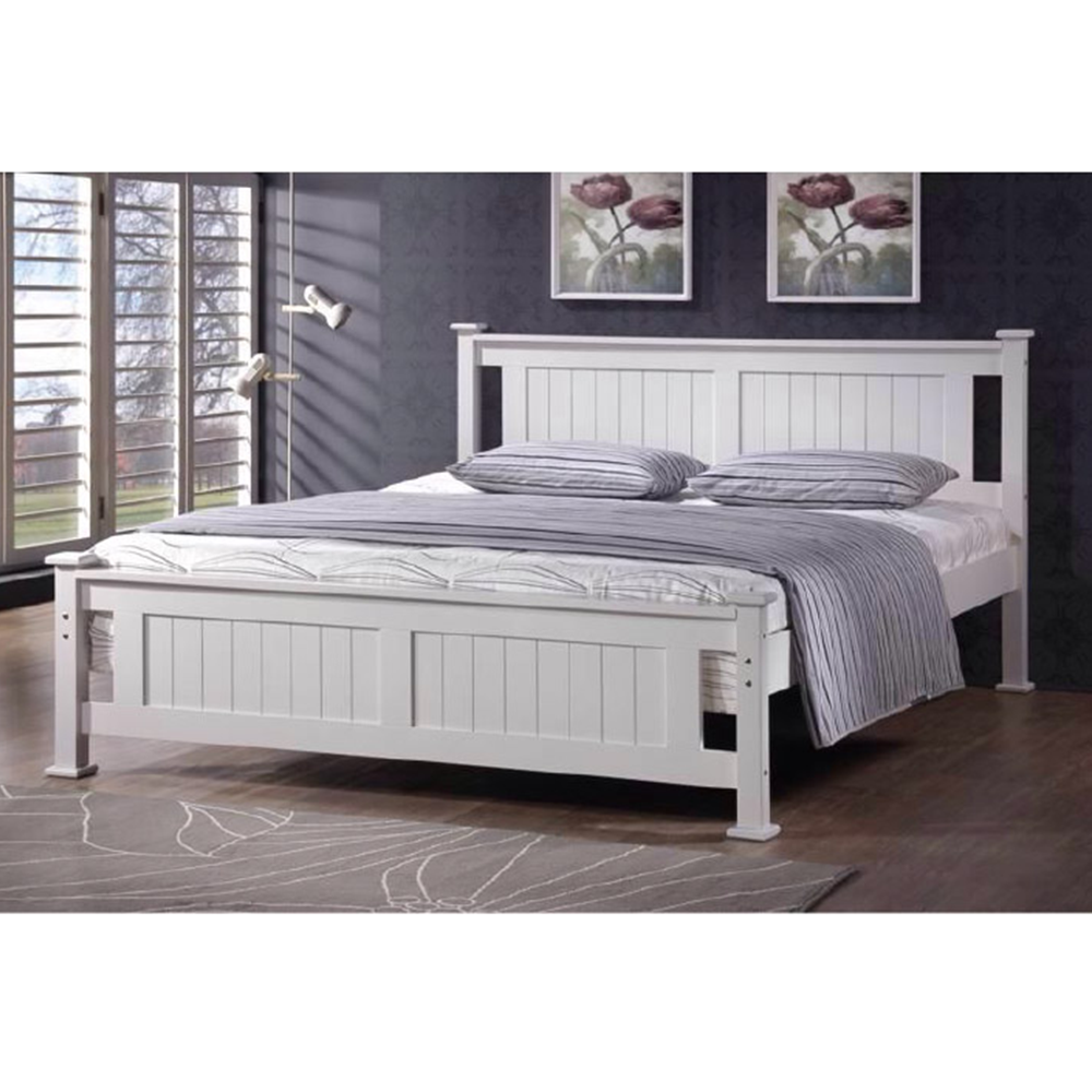 Pat, lemn de mesteacăn/alb, 180x200, LUCAS NEW