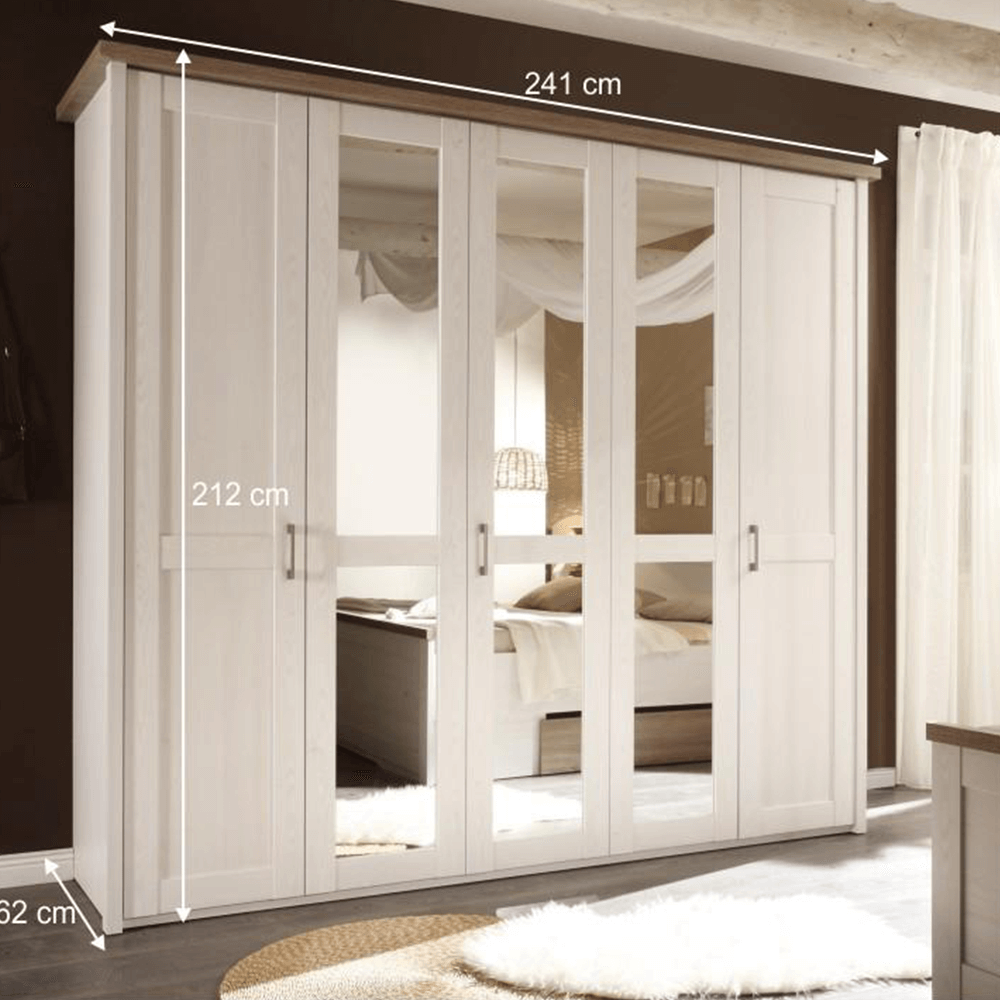 Set dormitor (pat, 2 noptiere, dulap), stejar truffle sonoma/ pin alb, LUMERA