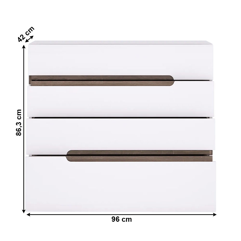 comodă, strălucire extra albă HG/stejar sonoma închis, LYNATET TYP 44