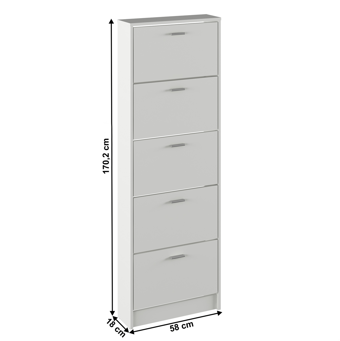 Dulap pantofi, 5 rafturi, alb, MOBI 15