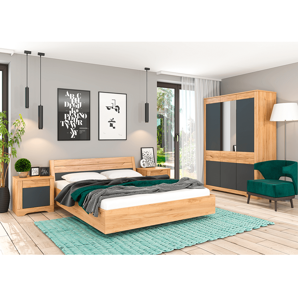 Pat, stejar craft auriu / gri grafit, FIDEL