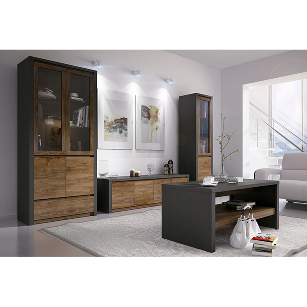 Comodă, stejar lefkas închis/gri, MONTANA K2DP