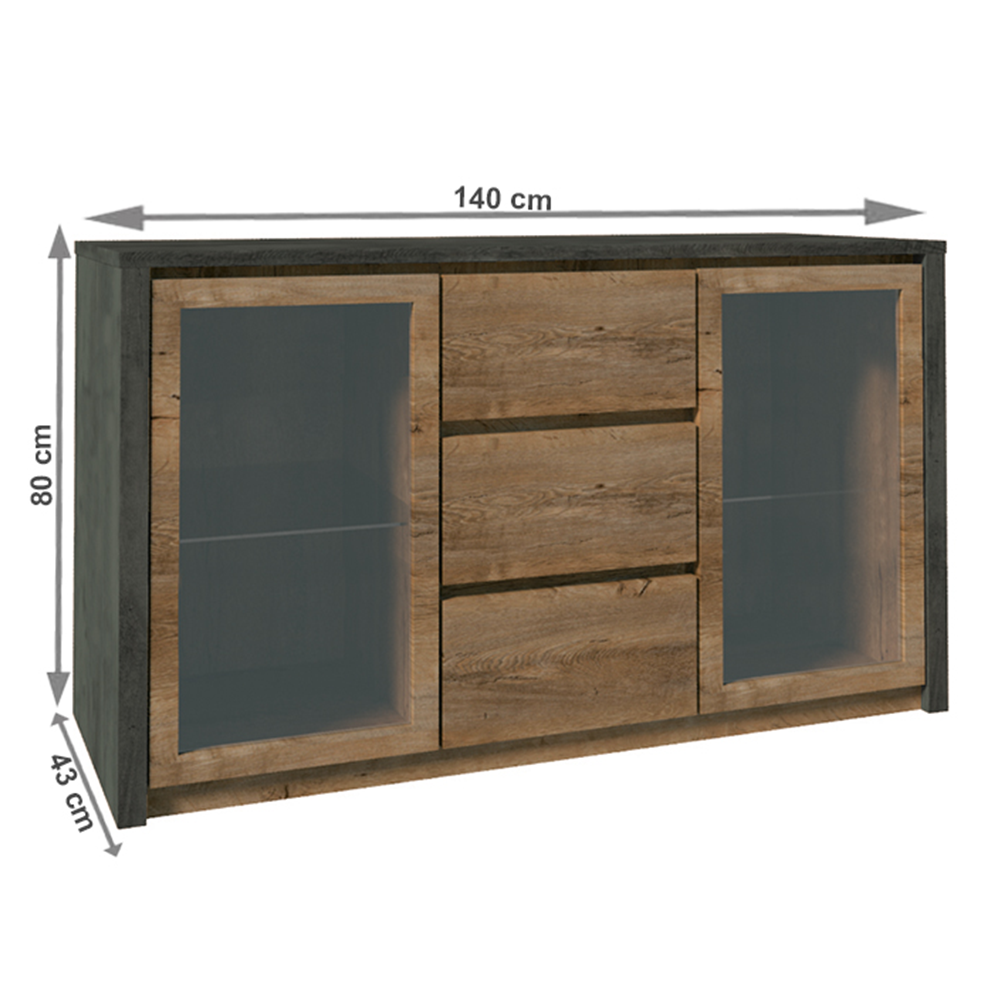 Comodă, stejar lefkas închis/gri, MONTANA K2D