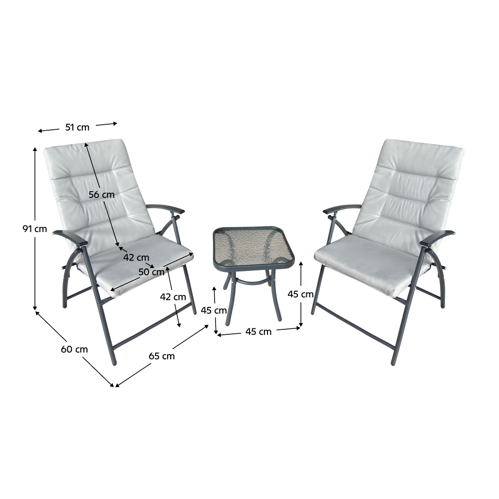 Set grădină 1+2, gri / gri închis, MUSON