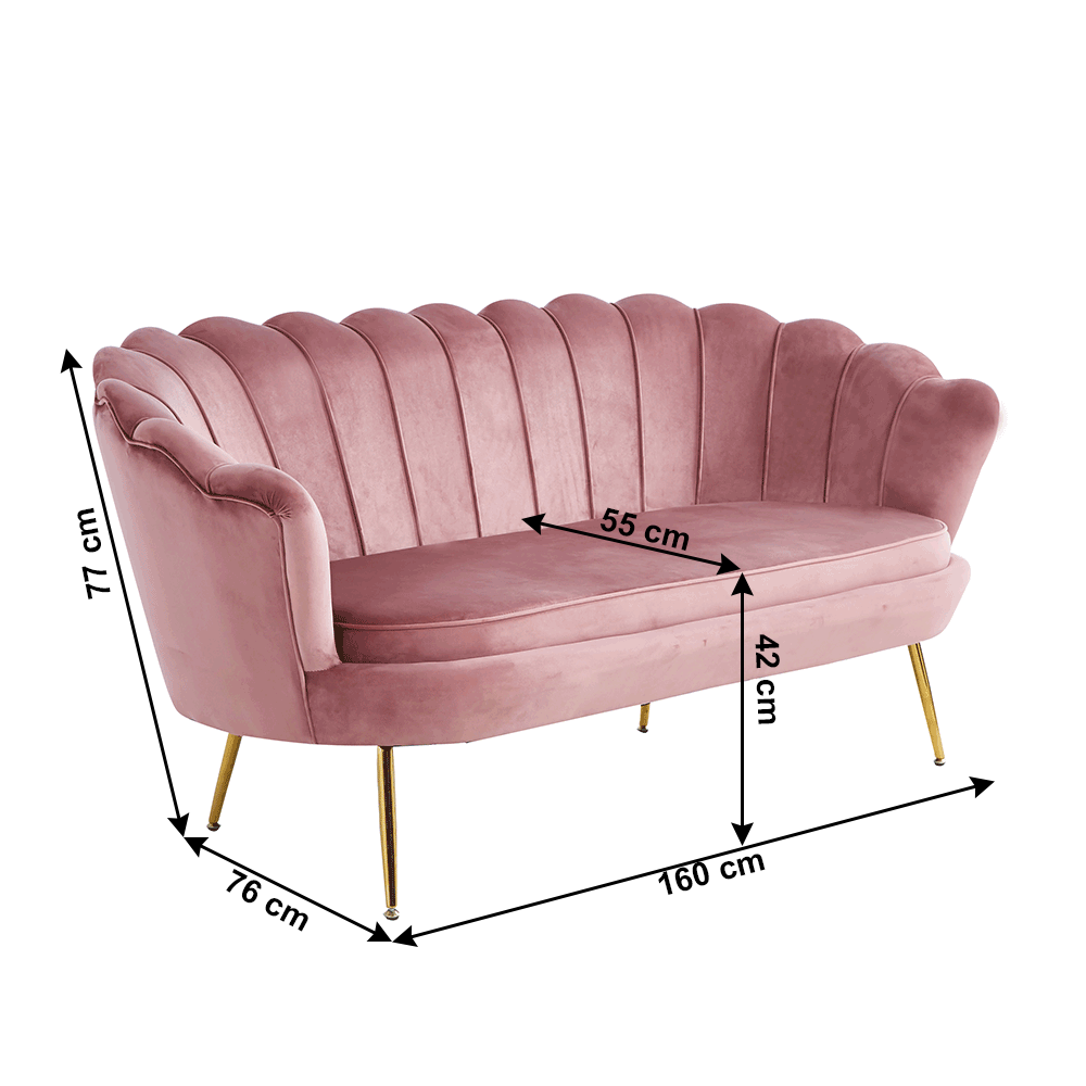 Canapea de lux, 2,5 locuri, roz / auriu, Art-deco, NOBLIN